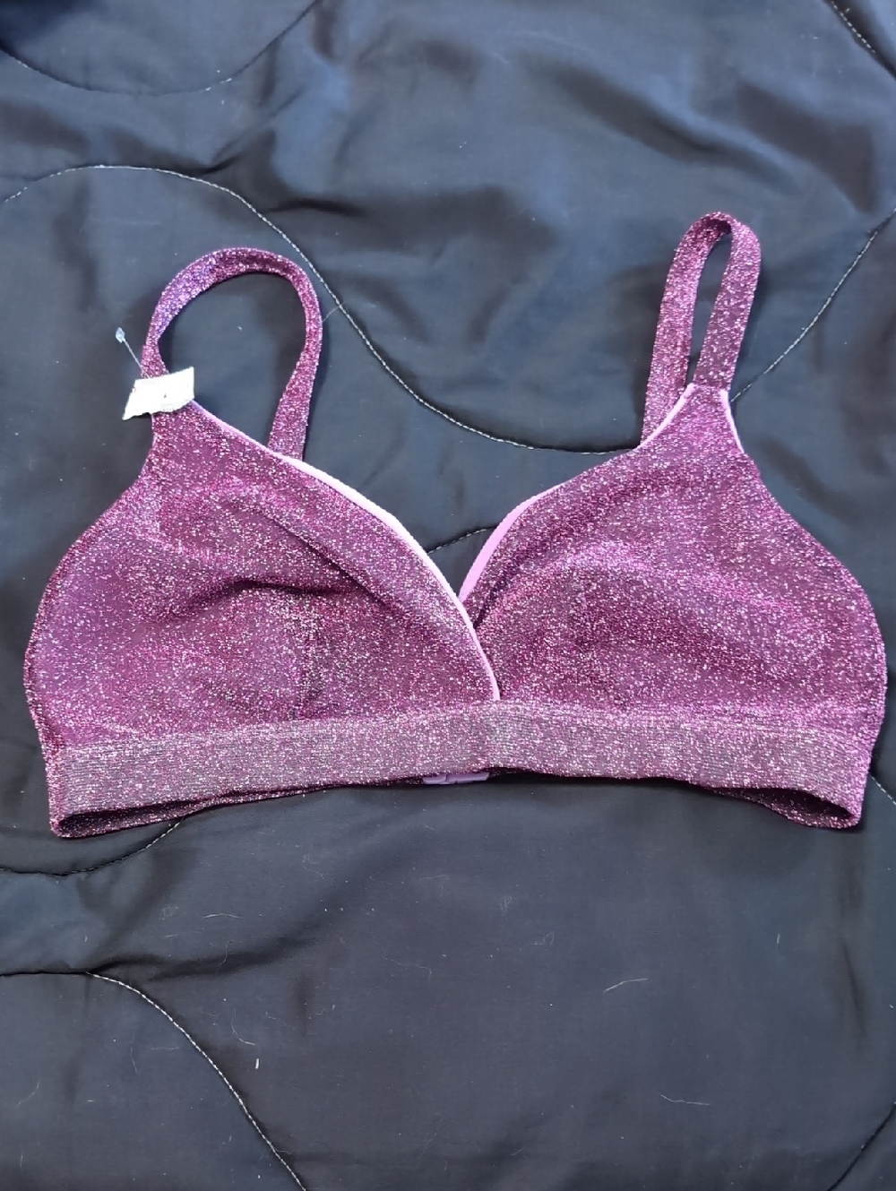 Glitter Wireless Bralette - Purple